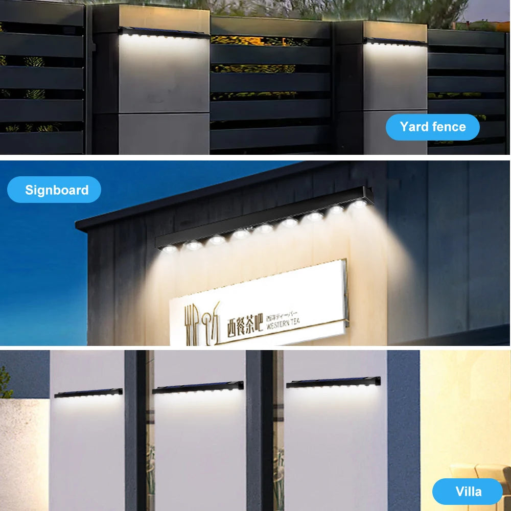 10LED Solar Wall Light Outdoor Solar Powered Landscape Light Waterproof Sign Lights Garden Porch Patio Deck Balcony Yard Decor