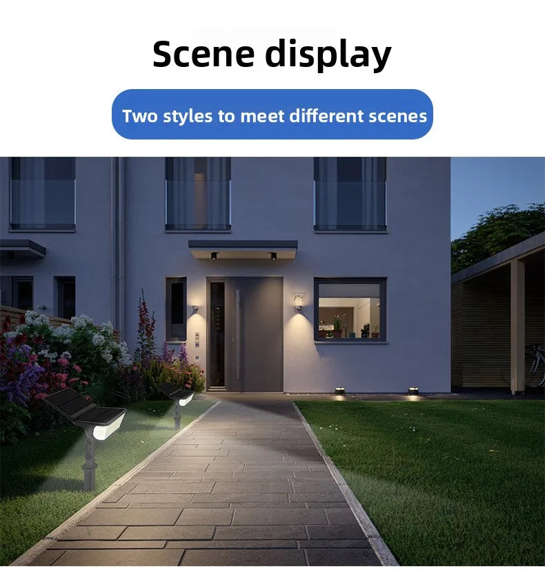 1-2PCS Solar Landscape Spotlights Garden 65LED Solar Pathway Light Outdoor  Dual Solar Panels Wall Lamp Waterproof Porch Garage