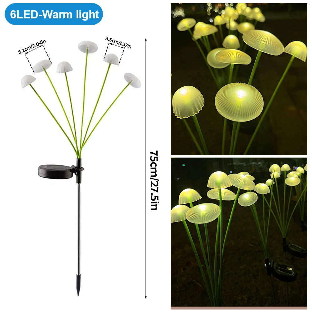 1/2/3/4PCS LED Solar Outdoor Jellyfish Swaying Lights Waterproof Garden RGB Mushroom Lawns Lamp for Patio Yard Garden Decoration