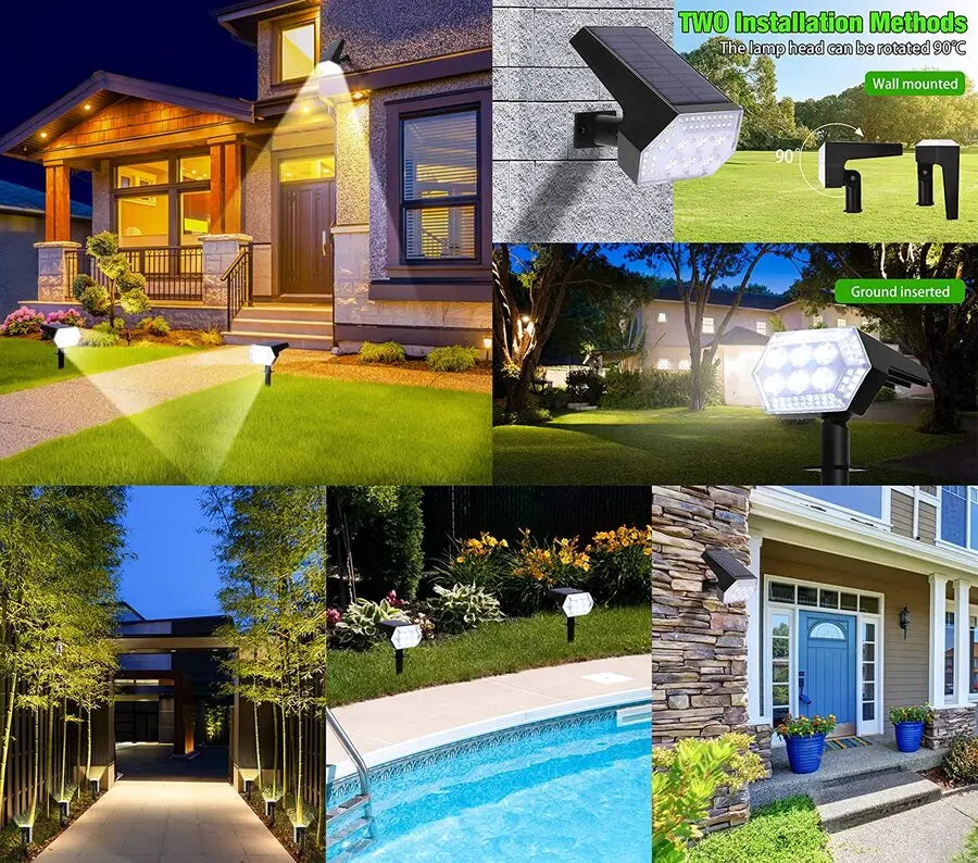 108 LED Outdoor Solar Lights Solar Landscape Spot Lights Adjustable Garden Decor Solar Powered Flood Wall Lights Pathway