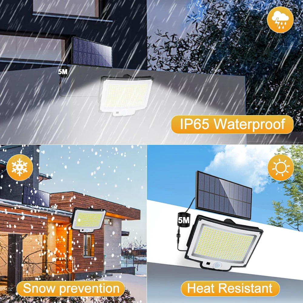 106LED Solar Security Lights Outdoor 3 Modes Waterproof Solar Motion Sensor Wall Light Solar Powered Flood Lamp Garage Garden