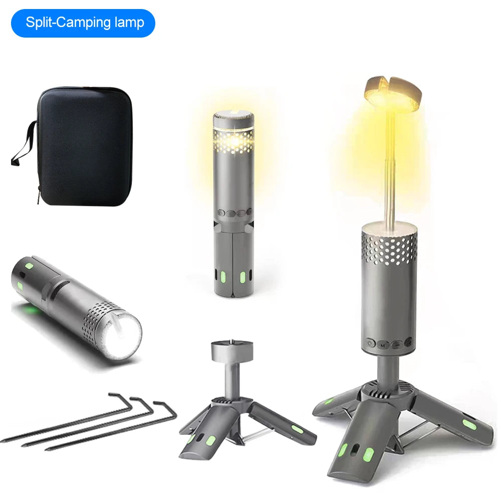 10000mAh Rechargeable Camping Light Portable Telescopic Lantern with Tripod Magnetic Detachable Tent Lamp Flashlights Emergency