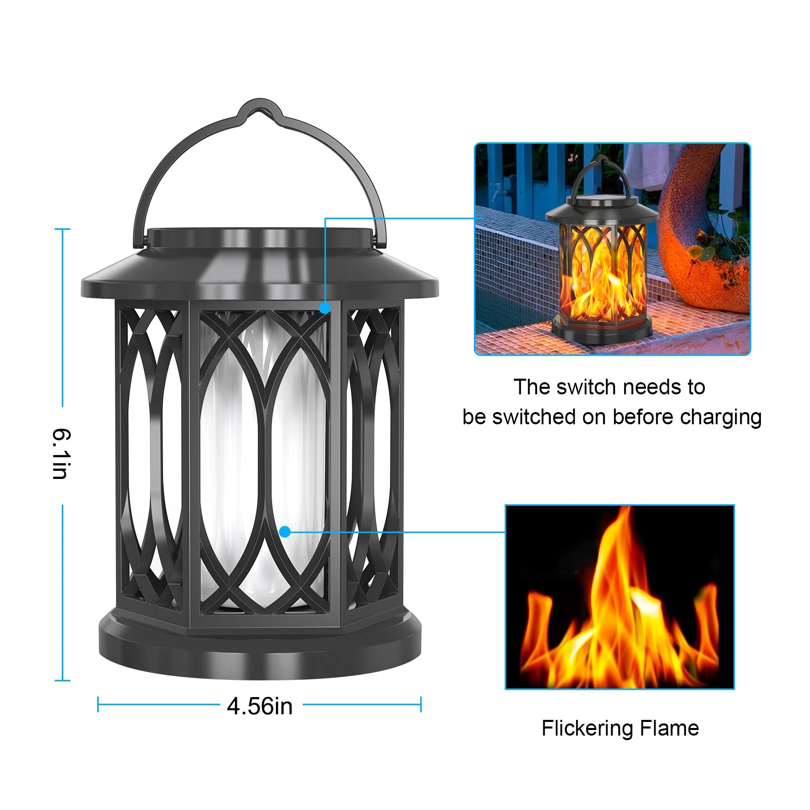 1-2PCS Solar Hanging Flickering Flame Lights Outdoor Solar Light Garden Waterproof Flame Effect Garden Ornaments Patio Yard Path