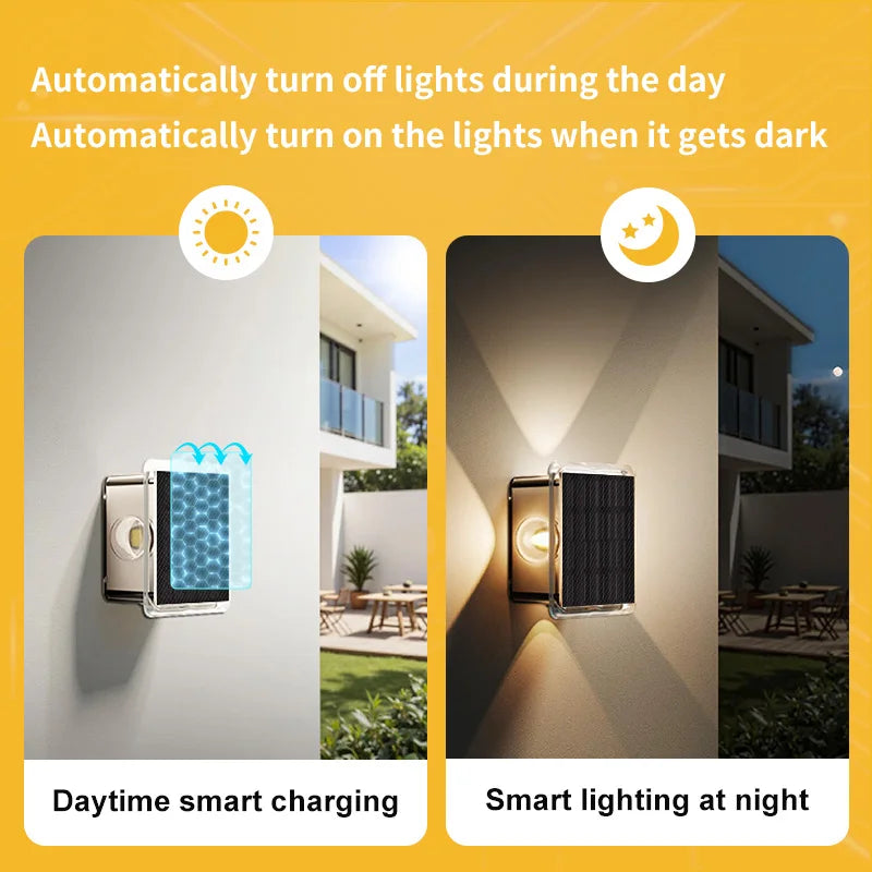 1-2PC Solar Fence Light Outdoor Warm White RGB 2/4LED Solar Powered Light Dusk to Dawn Solar Deck Light Waterproof Backyard Pool