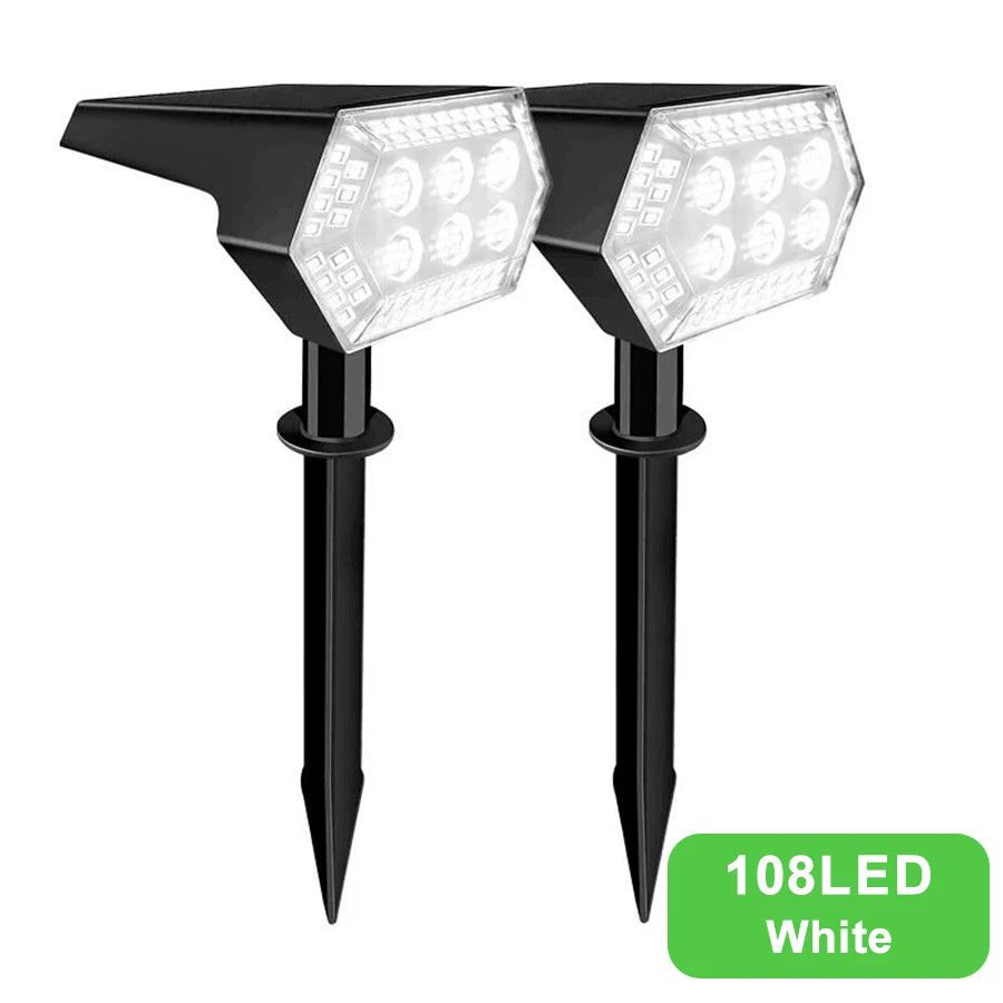 108 LED Outdoor Solar Lights Solar Spot Lights Landscape Spotlights 92 LED Adjustable garden decoraction warm white lamp IP65