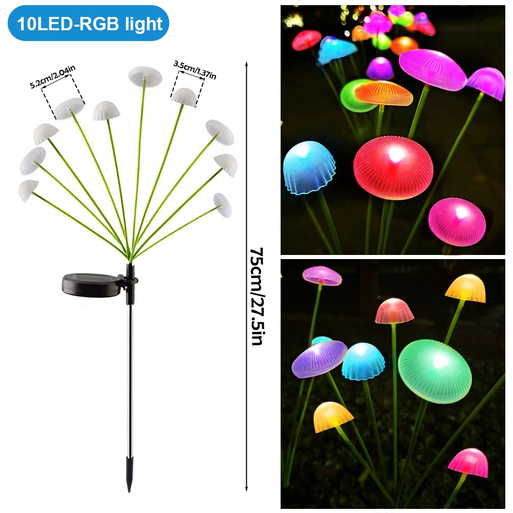 1/2/3/4PCS LED Solar Outdoor Jellyfish Swaying Lights Waterproof Garden RGB Mushroom Lawns Lamp for Patio Yard Garden Decoration
