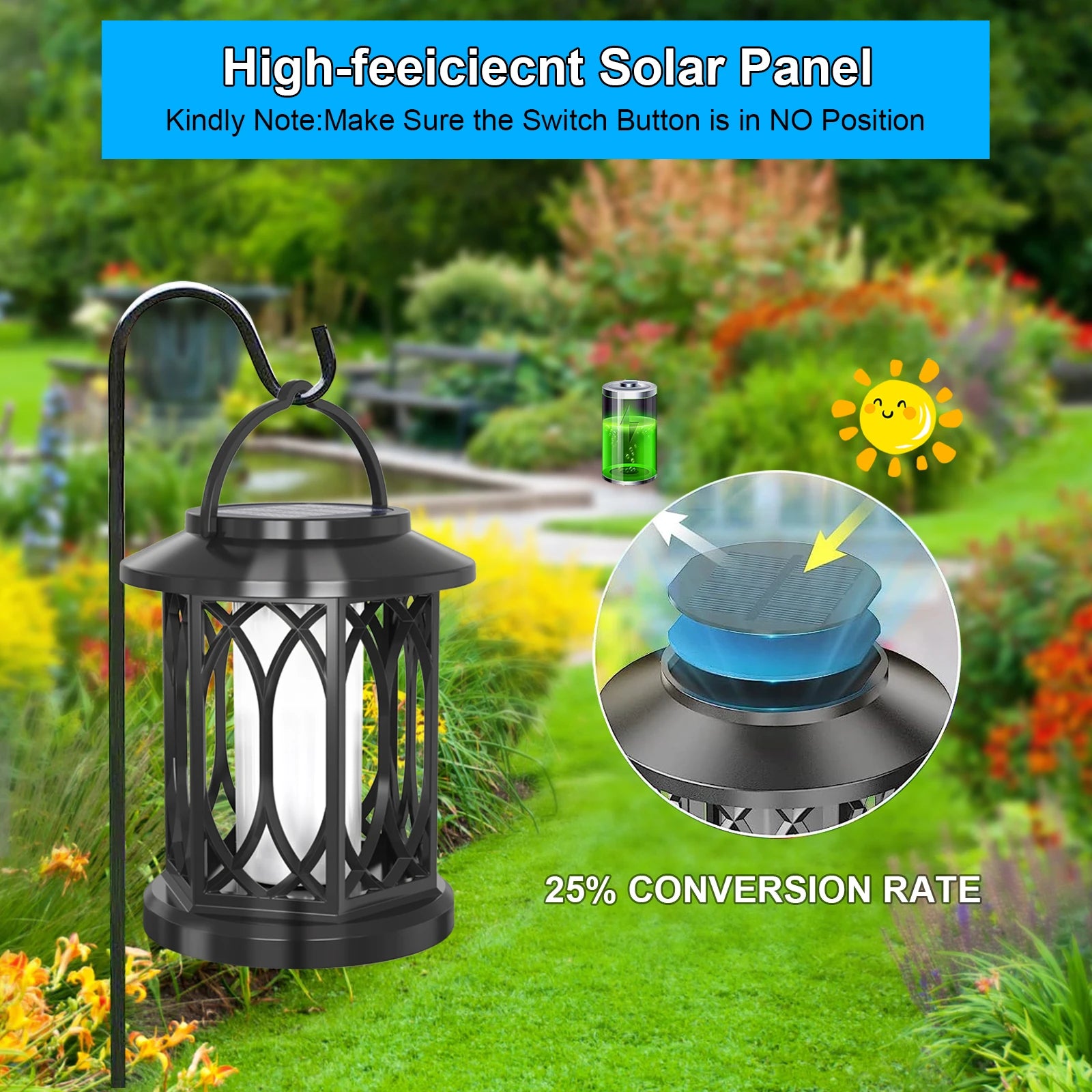 1-2PCS Solar Flickering Flame Lights Outdoor Waterproof Hanging Solar Garden Lights  Landscape Lighting Patio Yard Courtyard