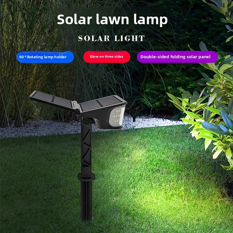 1-2PCS Solar Landscape Spotlights Garden 65LED Solar Pathway Light Outdoor  Dual Solar Panels Wall Lamp Waterproof Porch Garage
