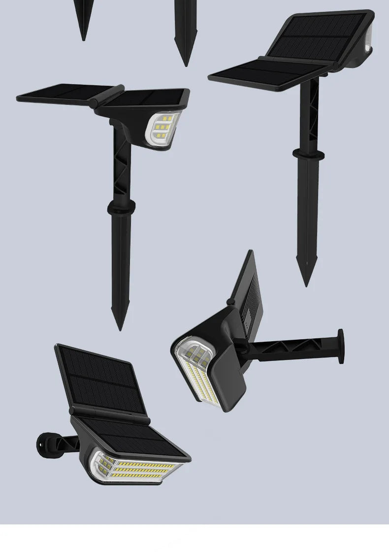 1-2PCS Solar Landscape Spotlights Garden 65LED Solar Pathway Light Outdoor  Dual Solar Panels Wall Lamp Waterproof Porch Garage