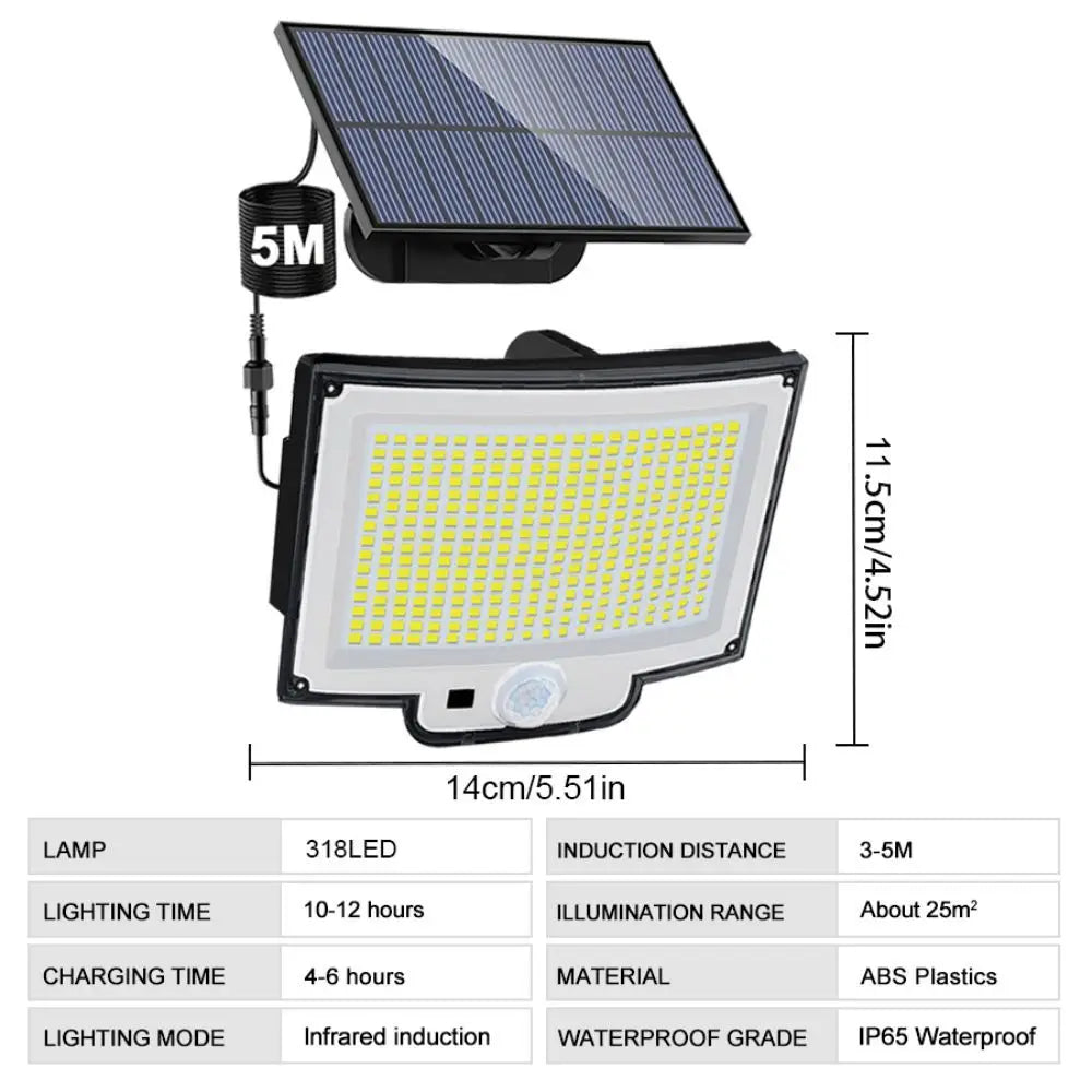 106/318 LED Solar Light Outdoor 348 LED Spotlights IP65 Waterproof Motion Sensor Human Solar Flood Security Lights 3 Modes