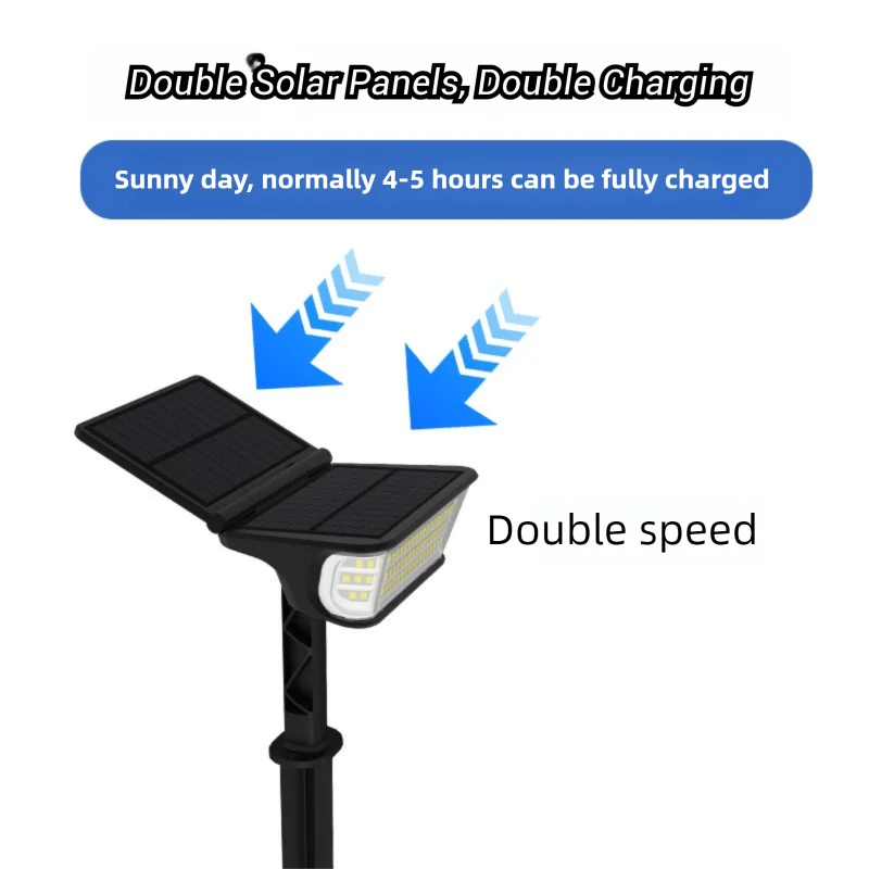 1-2PCS Solar Landscape Spotlights Garden 65LED Solar Pathway Light Outdoor  Dual Solar Panels Wall Lamp Waterproof Porch Garage