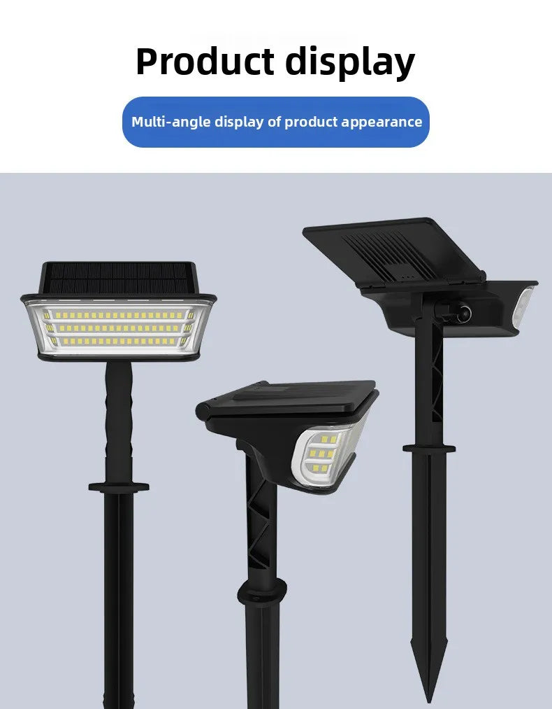 1-2PCS Solar Landscape Spotlights Garden 65LED Solar Pathway Light Outdoor  Dual Solar Panels Wall Lamp Waterproof Porch Garage