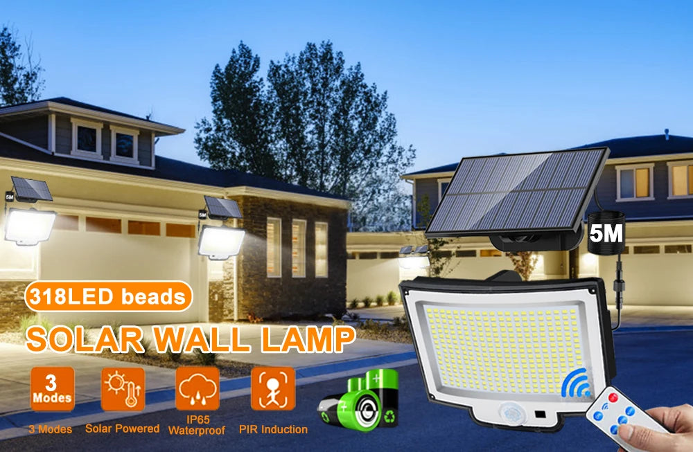 106LED Solar Security Lights Outdoor 3 Modes Waterproof Solar Motion Sensor Wall Light Solar Powered Flood Lamp Garage Garden