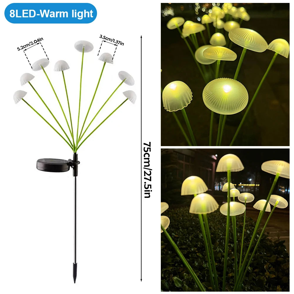 1/2/3/4PCS LED Solar Outdoor Jellyfish Swaying Lights Waterproof Garden RGB Mushroom Lawns Lamp for Patio Yard Garden Decoration