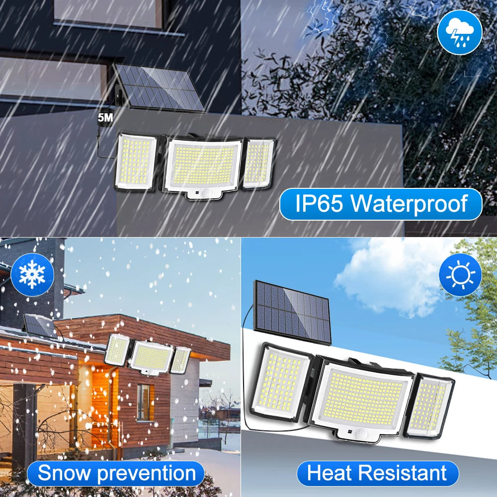 106LED Solar Security Lights Outdoor 3 Modes Waterproof Solar Motion Sensor Wall Light Solar Powered Flood Lamp Garage Garden