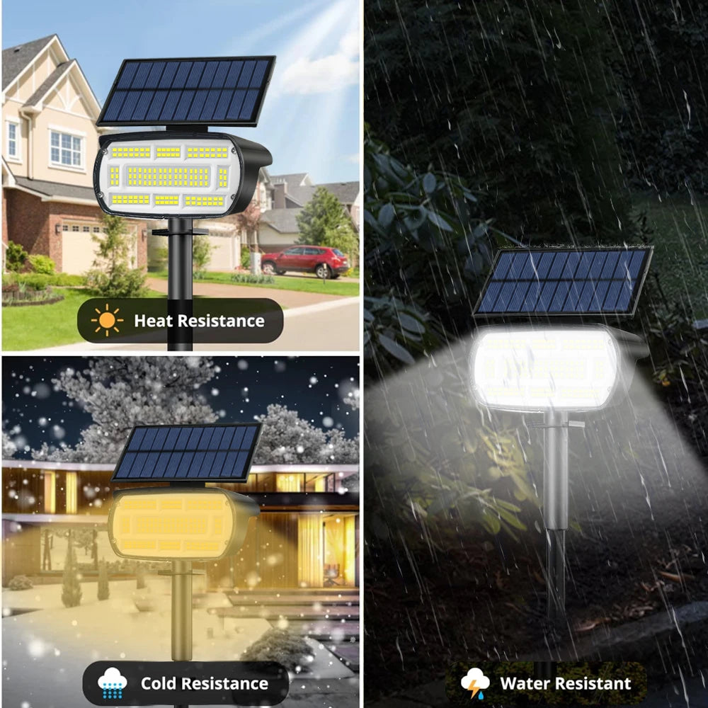 136/108 LED Solar Spot Lights Outdoor 4PCS Waterproof Landscape Spotlights For Yard Driveway Walkway Large Area Lighting