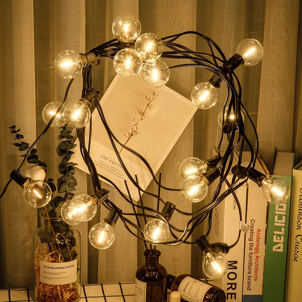 15M Outdoor G40 LED Globe String Lights Dimmable Waterproof Shatterproof Light Strings with 25 Bulbs Connectable Hanging Lights