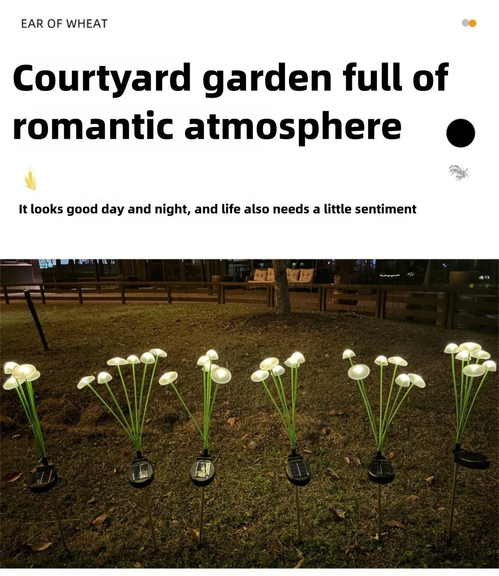 1/2/3/4PCS LED Solar Outdoor Jellyfish Swaying Lights Waterproof Garden RGB Mushroom Lawns Lamp for Patio Yard Garden Decoration