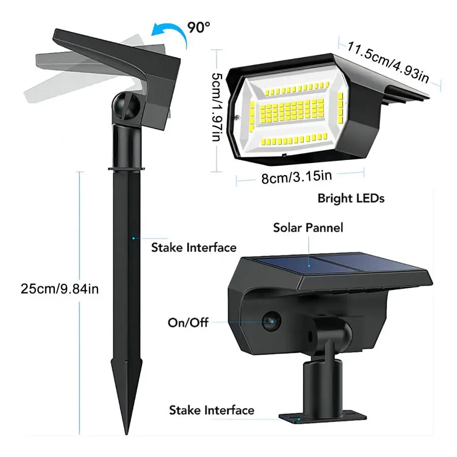 1/2/4PCS Solar Spot Light 68/72 LED Outdoor Garden Solar Landscape Spotlights Waterproof 3 Modes Wall Light Door Backyard Garage