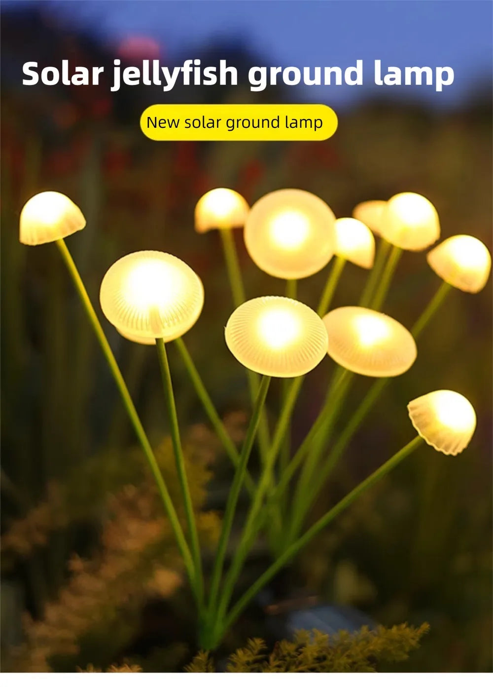 1/2/3/4PCS LED Solar Outdoor Jellyfish Swaying Lights Waterproof Garden RGB Mushroom Lawns Lamp for Patio Yard Garden Decoration