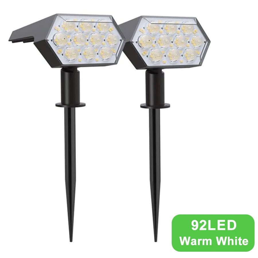 108 LED Outdoor Solar Lights Solar Spot Lights Landscape Spotlights 92 LED Adjustable garden decoraction warm white lamp IP65