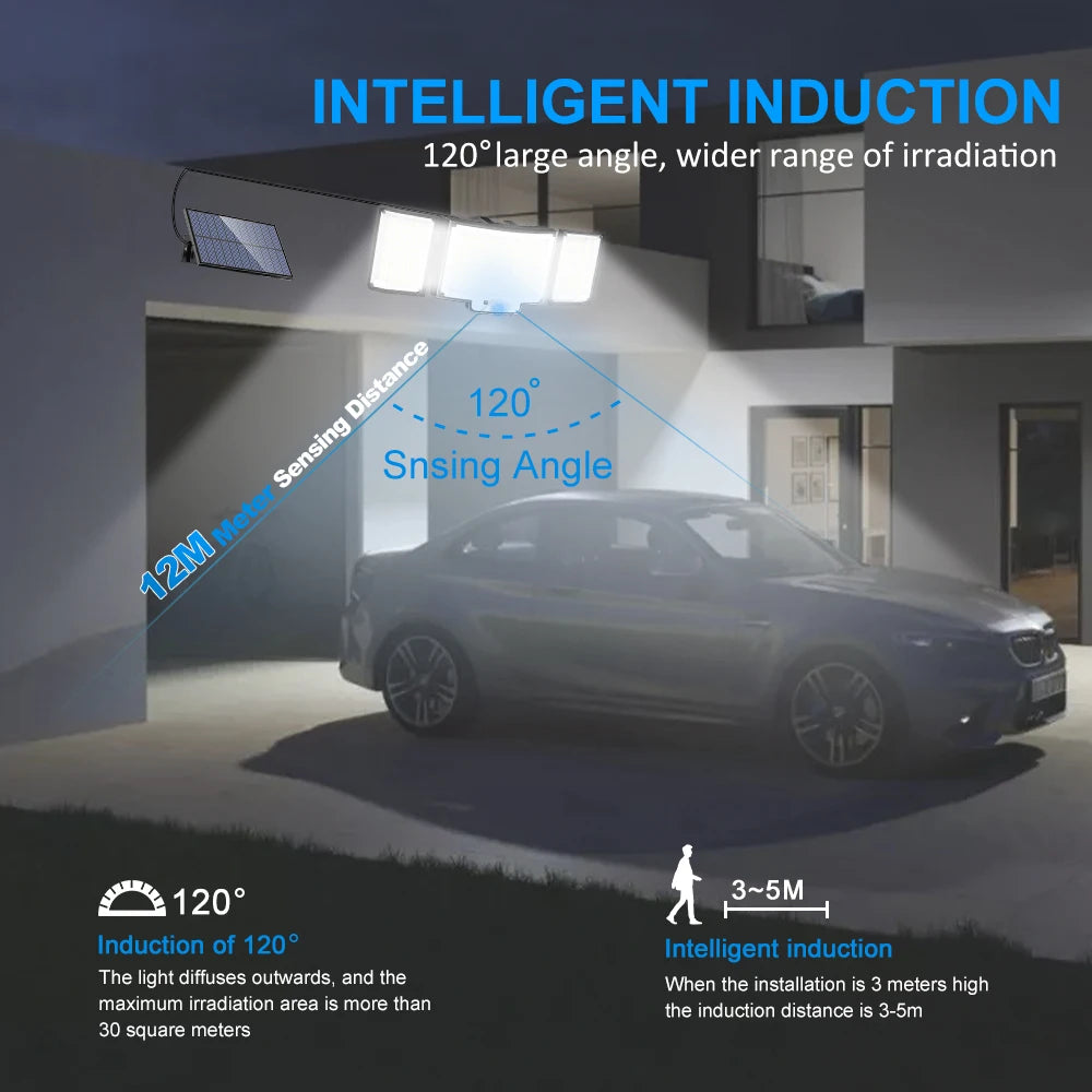 106LED Solar Security Lights Outdoor 3 Modes Waterproof Solar Motion Sensor Wall Light Solar Powered Flood Lamp Garage Garden