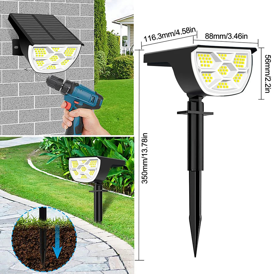 1/2/4PCS Solar Spot Light 68/72 LED Outdoor Garden Solar Landscape Spotlights Waterproof 3 Modes Wall Light Door Backyard Garage