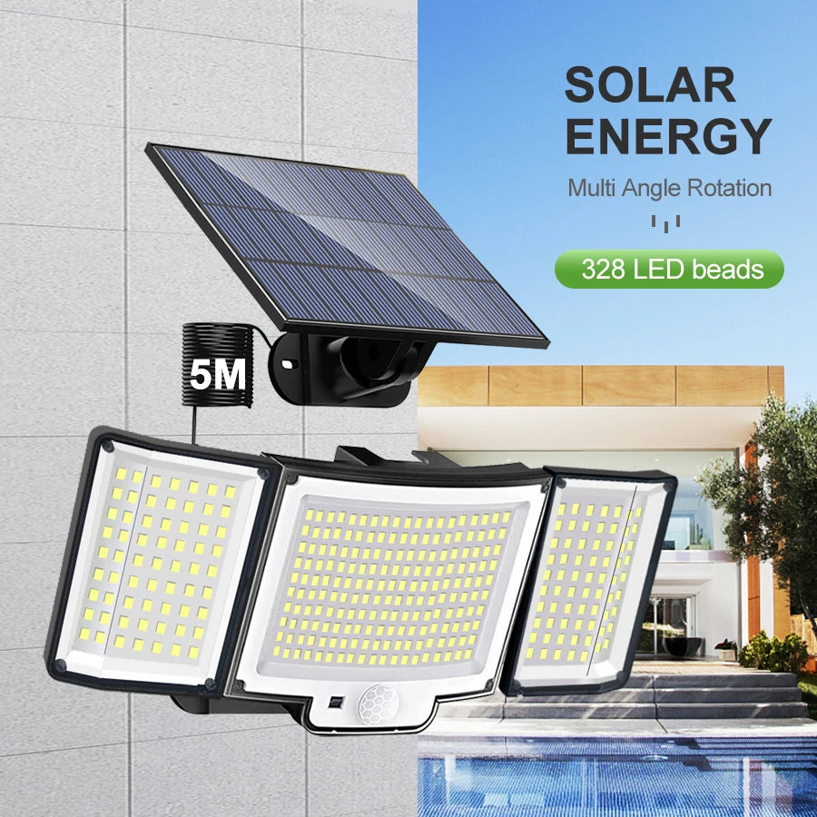 106/318 LED Solar Light Outdoor 348 LED Spotlights IP65 Waterproof Motion Sensor Human Solar Flood Security Lights 3 Modes