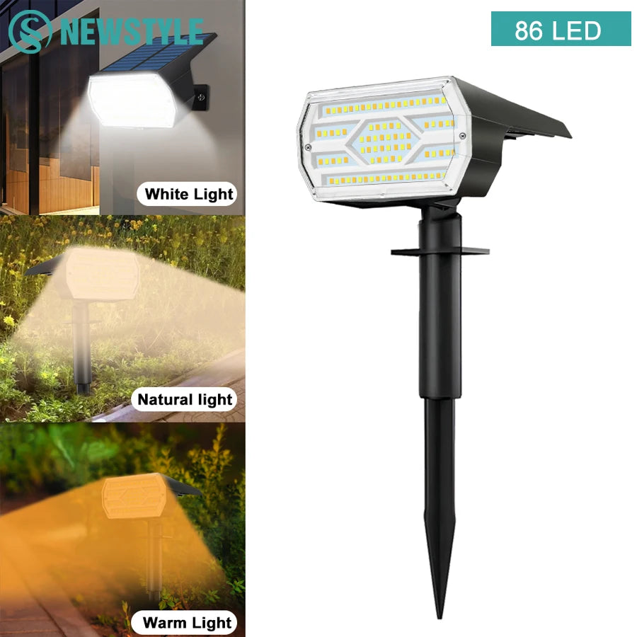 1/4PCS Solar Spot Lights Outdoor Garden 86LED 3Modes Waterproof Landscape Spotlights Wall Light Driveway Pathway Yard