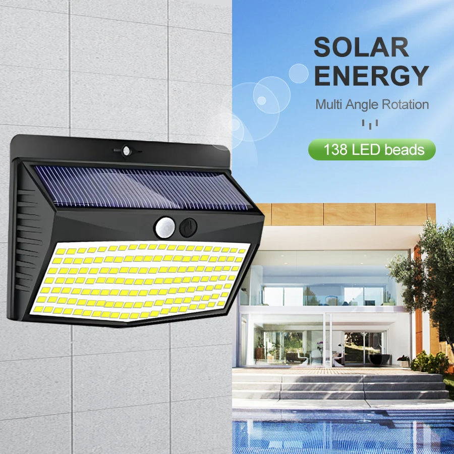 138/468/238 LED Solar Light Outdoor waterproof for garden Powered Sunlight street wall light security lighting 3 mode