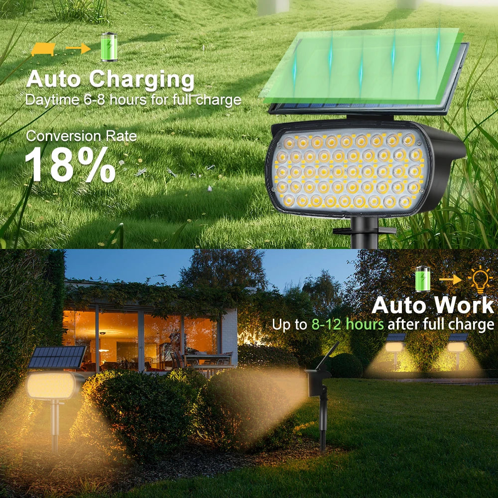 108 LED Outdoor Solar Lights Solar Landscape Spot Lights Adjustable Garden Decor Solar Powered Flood Wall Lights Pathway