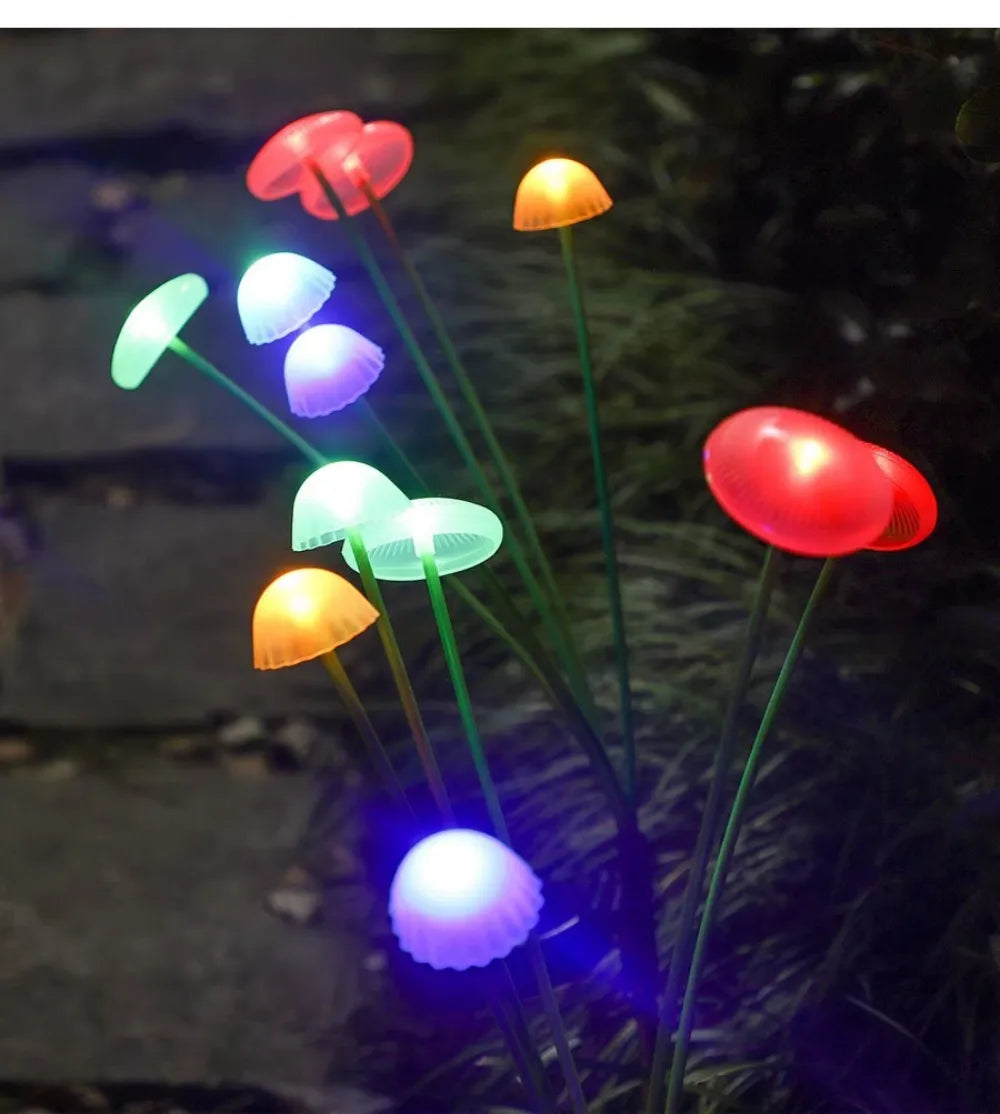 1/2/3/4PCS LED Solar Outdoor Jellyfish Swaying Lights Waterproof Garden RGB Mushroom Lawns Lamp for Patio Yard Garden Decoration