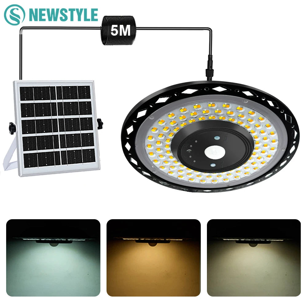 180/244 LED Solar Shed Light Indoor Outdoor Motion Sensor Solar Pendant Light Ceiling Lighting Waterproof Barn Gazebo Warehouse