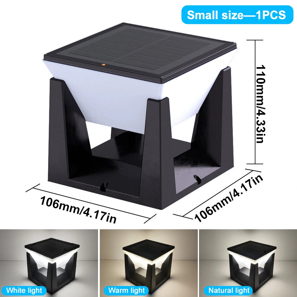 1-2PCS Solar Post Lights Outdoor Solar Pillar Cap Lantern Waterproof 3 Color Mode Fence Post Solar Light Deck Garden Patio Decor