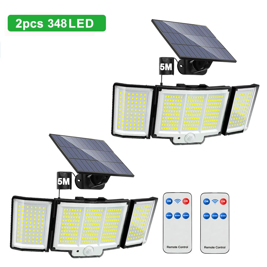 106/318 LED Solar Light Outdoor 348 LED Spotlights IP65 Waterproof Motion Sensor Human Solar Flood Security Lights 3 Modes
