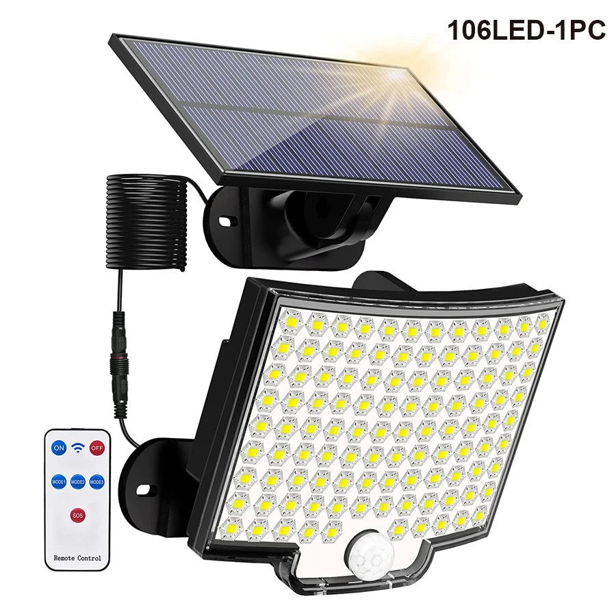 106/318 LED Solar Light Outdoor 328 LED Spotlights IP65 Waterproof Motion Sensor Human Solar Flood Security Lights 3 Modes