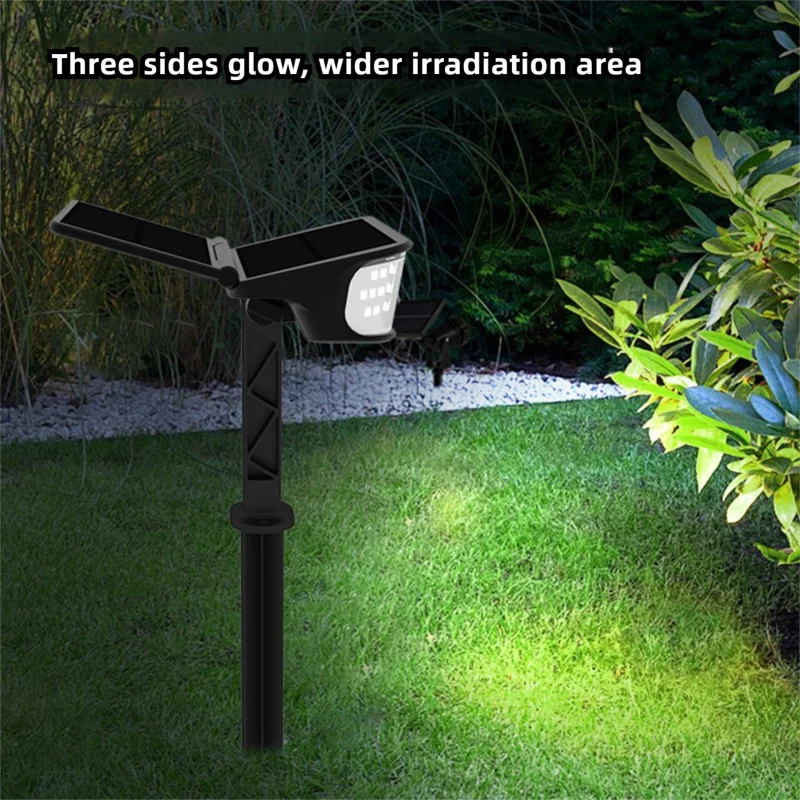 1-2PCS Solar Landscape Spotlights Garden 65LED Solar Pathway Light Outdoor  Dual Solar Panels Wall Lamp Waterproof Porch Garage