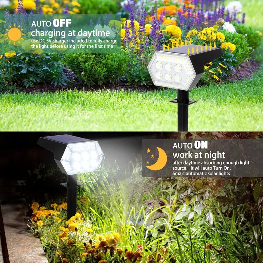 108 LED Outdoor Solar Lights Solar Landscape Spot Lights Adjustable Garden Decor Solar Powered Flood Wall Lights Pathway