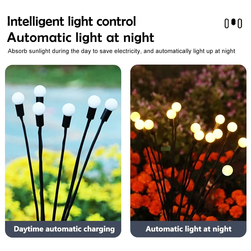 1pcs Outdoor Solar Firefly Swaying Fairy Light 8 10 LED RGB Warm  Waterproof Garden Light for Patio Christmas Festive Decoration