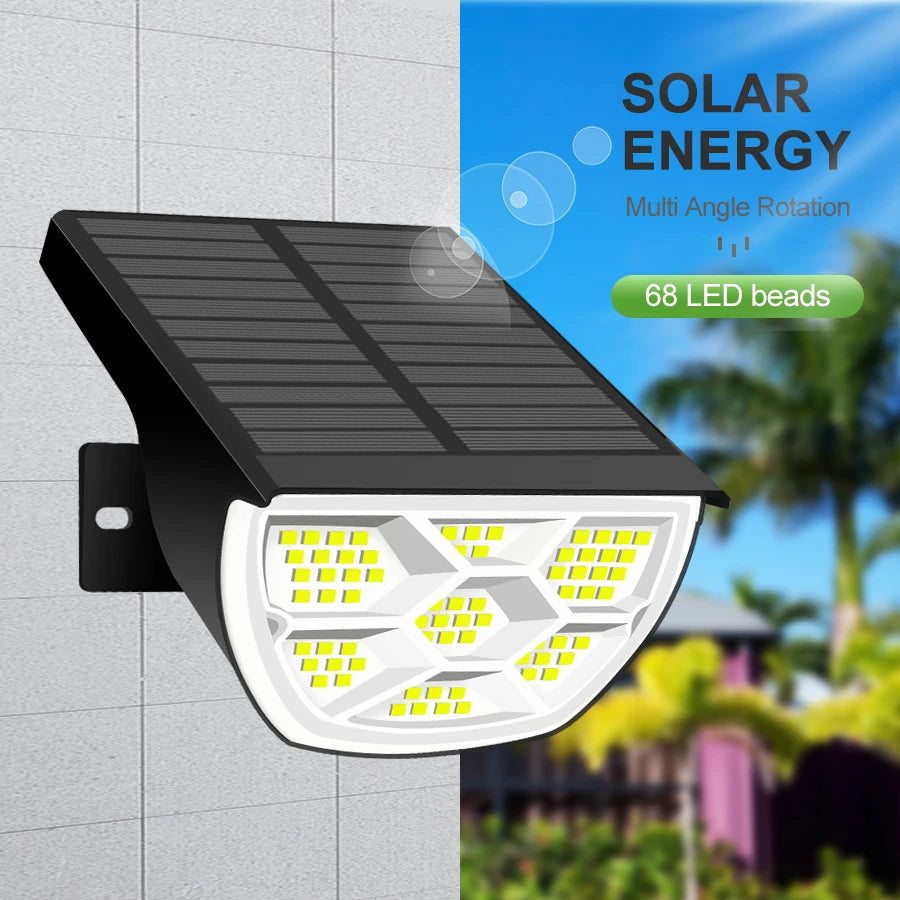 1/2/4PCS Solar Spot Light 68/72 LED Outdoor Garden Solar Landscape Spotlights Waterproof 3 Modes Wall Light Door Backyard Garage