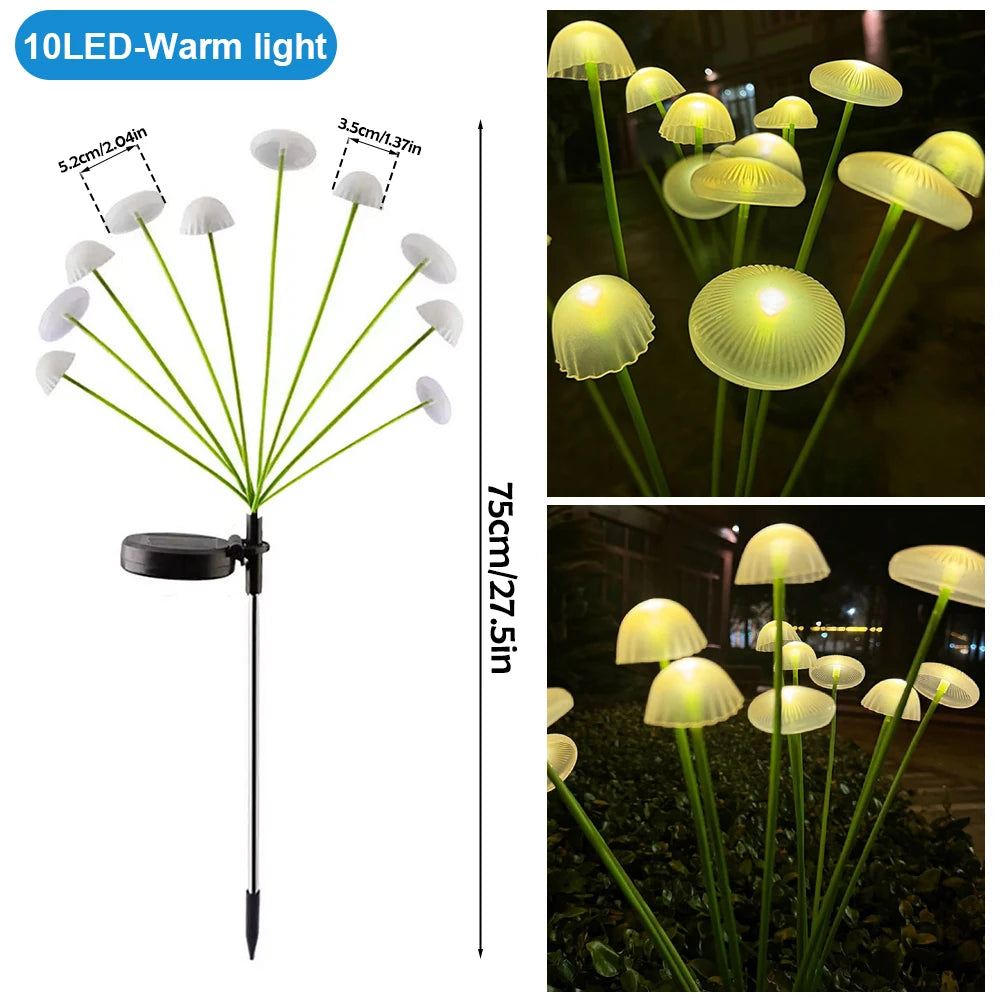 1/2/3/4PCS LED Solar Outdoor Jellyfish Swaying Lights Waterproof Garden RGB Mushroom Lawns Lamp for Patio Yard Garden Decoration