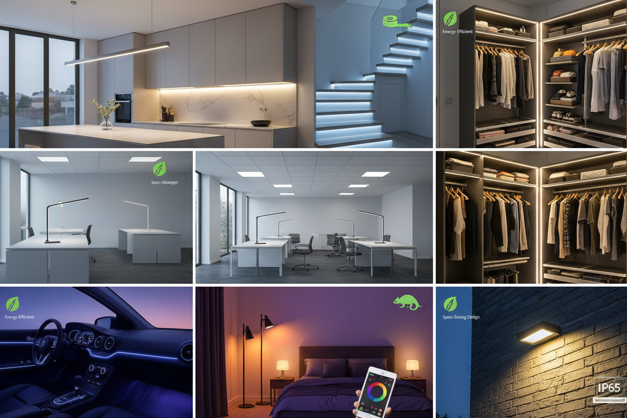 
- [ ] how versatile and problem solving could led lights be. its functionality among the house, office, and rooms closet, car, stair, wall and all other you could accumulate plus the different colors and sizes. different usage and its durability and quality